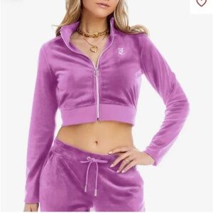 Juicy Couture Velvet Cropped Zip Front Lavender Jacket Size M
